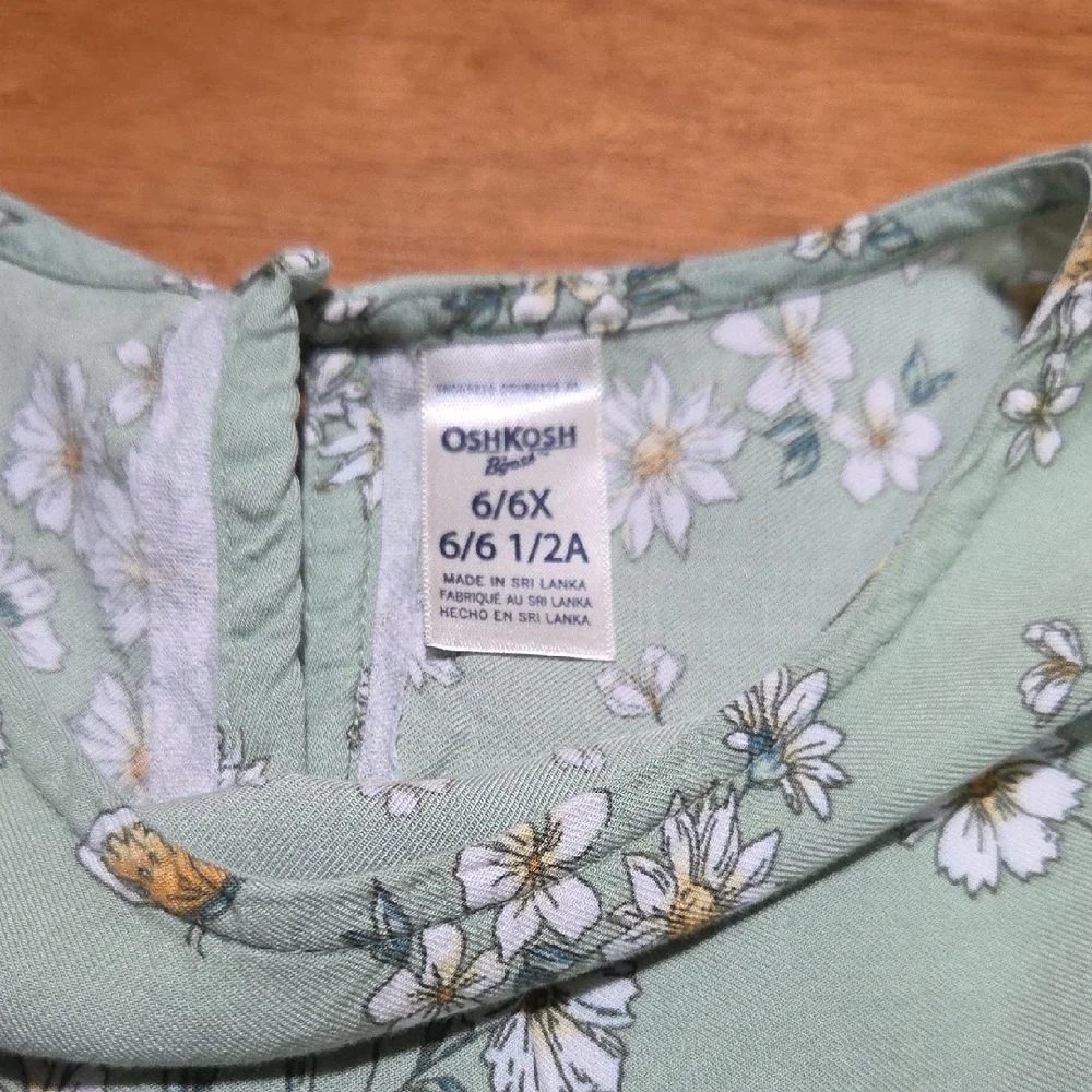 OshKosh B'gosh Green Floral Kids Dress Size 6/6X‎